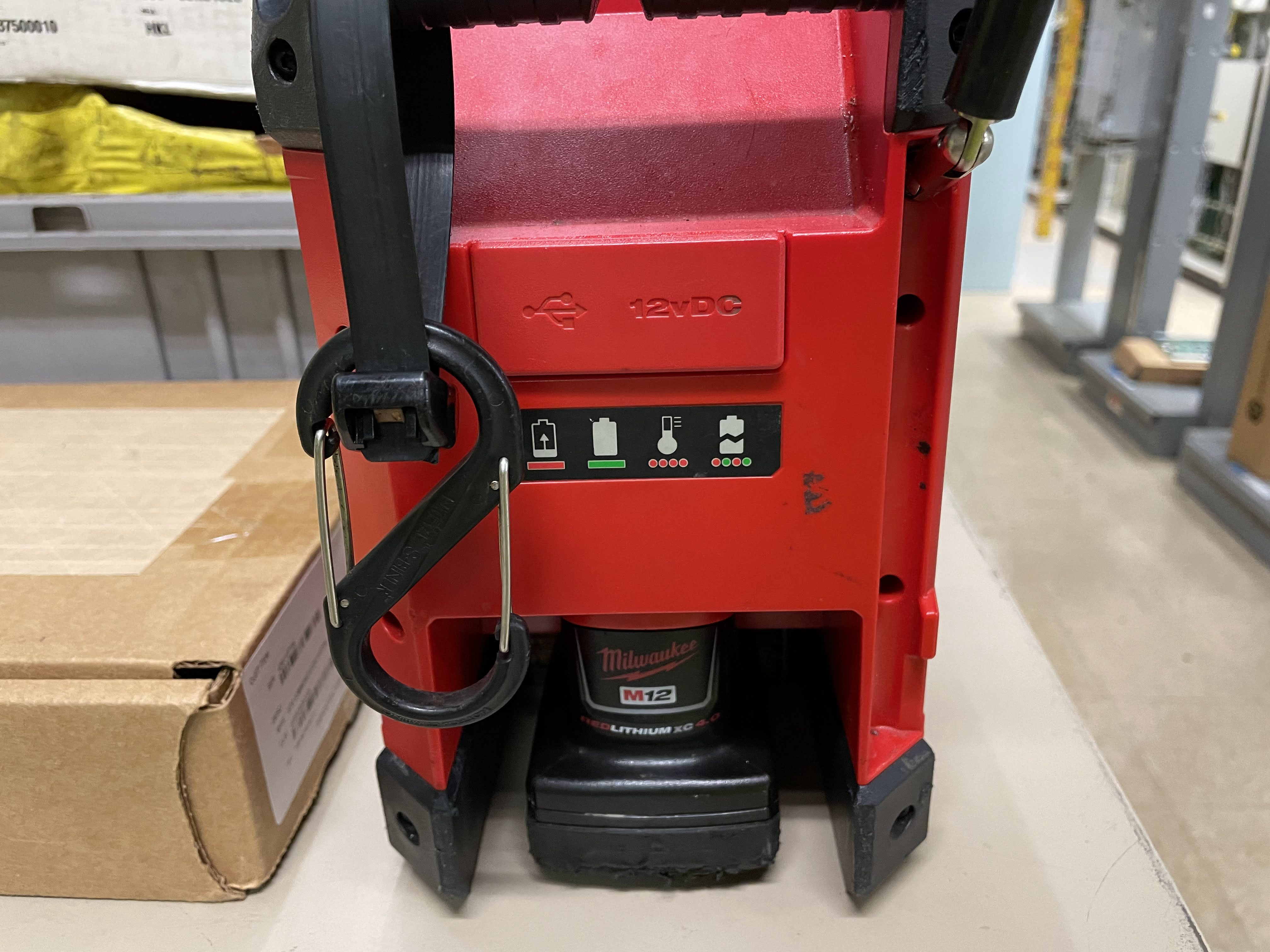 Milwaukee Radio + Charger side view